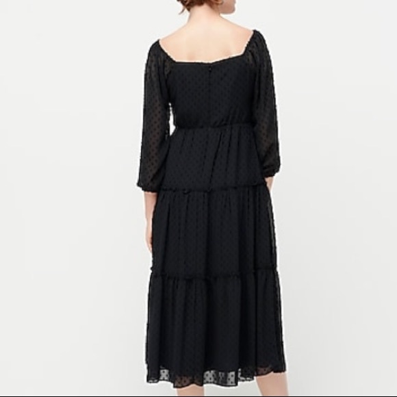 Jcrew Tiered Black Midi Dress in Swiss Dot - Picture 3 of 4